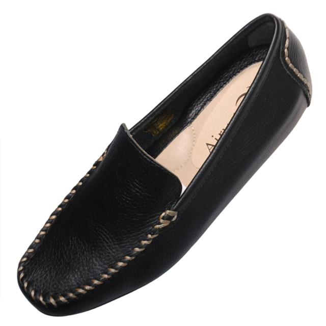 【靴のHOSHIKAWA】  『Airystep 7001』 エアリーステップ ローファー 22.5cm〜24.5cm EEE ブラック ドライビングシューズ インヒール 天然皮革