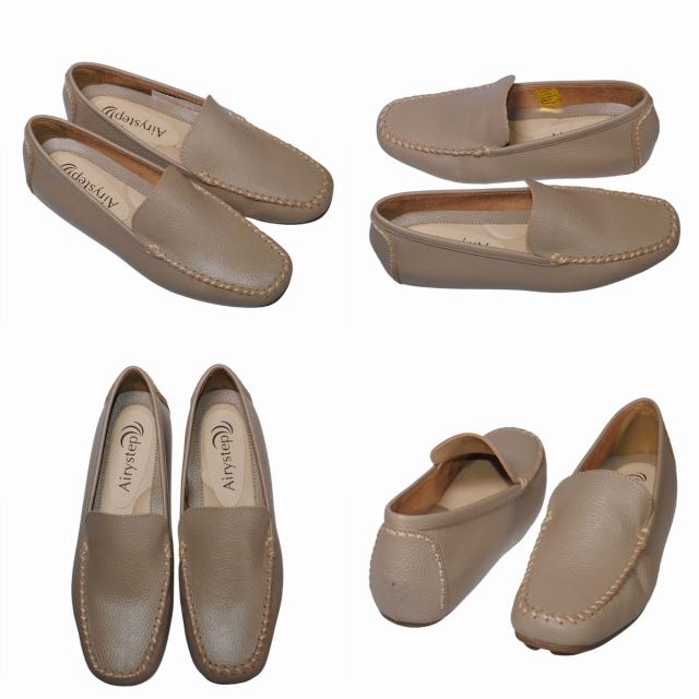 【靴のHOSHIKAWA】  『Airystep 7001』 エアリーステップ ローファー 22.5cm〜24.5cm EEE ブラック ドライビングシューズ インヒール 天然皮革