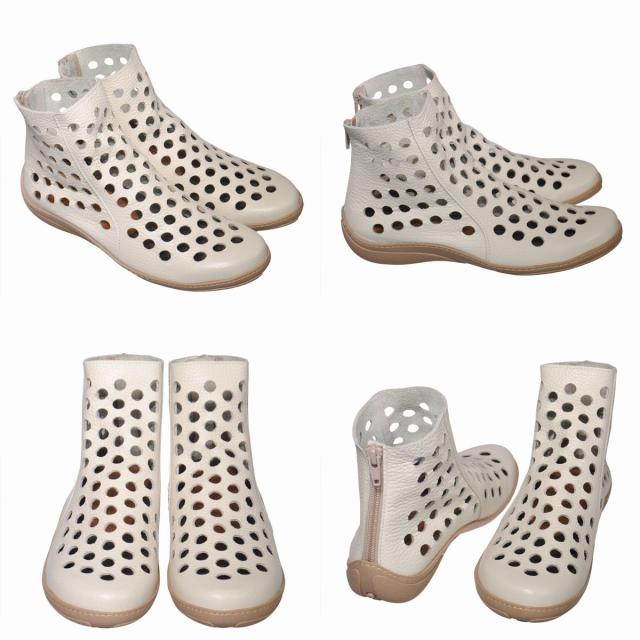 【靴のHOSHIKAWA】  『A-OK 7319』 エーオーケー ショートブーツ 21.5cm〜25cm レディース グレー 後ろファスナー 撥水加工  軽量 日本製 牛革 春夏