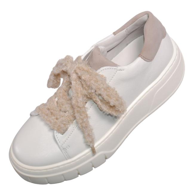 【靴のHOSHIKAWA】  『Gabor 73222』 ガボール レディース 厚底スニーカー 22cm〜25.5cm ホワイト スロバキア製 マニッシュ レースアップ 天然皮革 厚底 秋冬