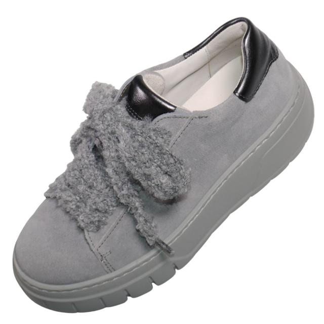 【靴のHOSHIKAWA】  『Gabor 73222』 ガボール レディース 厚底スニーカー 22cm〜25.5cm グレー スロバキア製 マニッシュ レースアップ 天然皮革 厚底 秋冬
