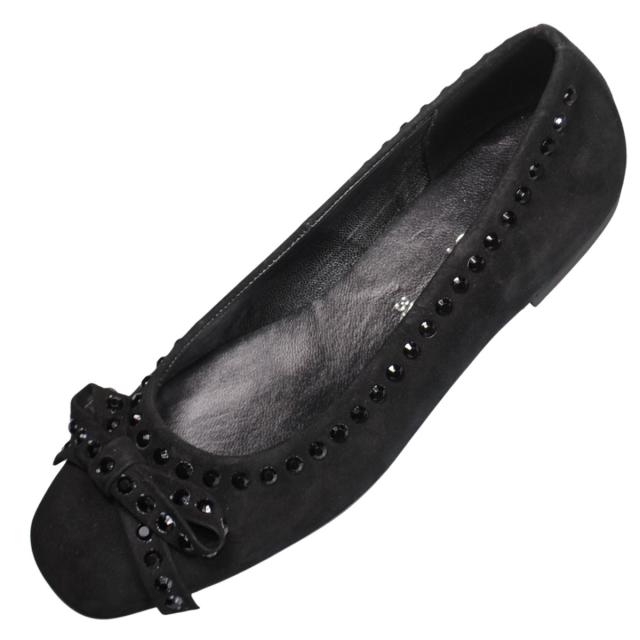 【靴のHOSHIKAWA】  『Gabor 74143』 ガボール パンプス 22cm〜24.5cm レディース ブラック スロバキア製 フラット底 スウェード スクエアトゥ 秋冬