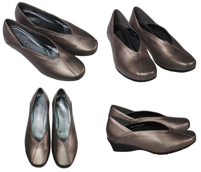 【靴のHOSHIKAWA】  『Airystep 7537』 エアリーステップ パンプス 22.5cm〜24.5cm EEE ネイビー レディース ウェッジソール カジュアル 牛革 国産