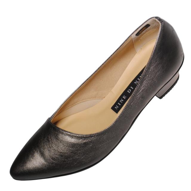 【靴のHOSHIKAWA】  『NINE DI NINE 8185』 ナインディナイン パンプス 21.5cm〜24.5cm EEE Dシルバー レディース ローヒール ビジネス 国産 天然皮革