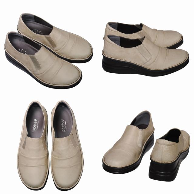 【靴のHOSHIKAWA】  『A-OK 8303』 エーオーケー スリッポン 21.5cm〜25cm EEEE レディース  幅が広い サイドゴア コンフォートシューズ 天然皮革 厚底 日本製