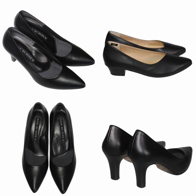 【靴のHOSHIKAWA】  『NINE DI NINE 8520』 ナインディナイン パンプス 21.5cm〜25cm EEE ブラック レディース ヒール カジュアル ビジネス 本革 国産