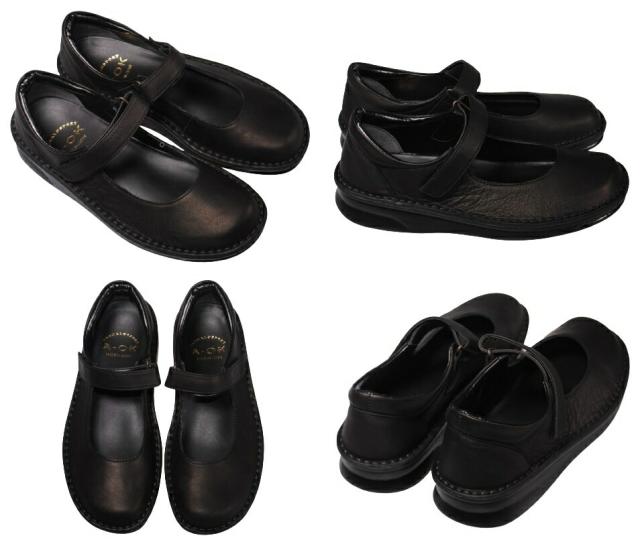 【靴のHOSHIKAWA】  『A-OK 85712』 エーオーケー パンプス 22cm〜24.5cm レディース ダークブラウン マジックテープ 低反発クッション 牛革 厚底 日本製