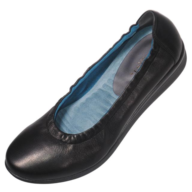 【靴のHOSHIKAWA】  『MONET 881408』 モネ パンプス 21.5cm〜24.5cm EEEE ブラック レディース カッター フラットシューズ 本革 国産 幅広 秋冬