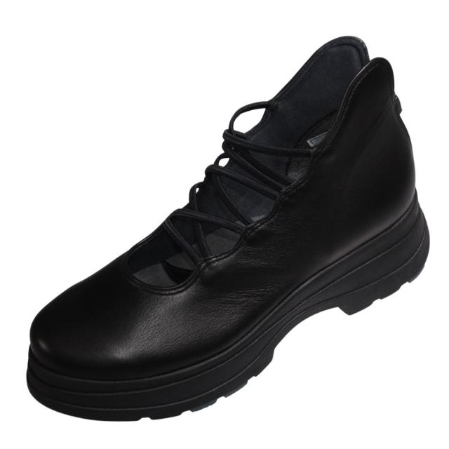 【靴のHOSHIKAWA】  『Monet 881512』 厚底ブーツ モネ 21.5cm〜24.5cm EEEE レディース ブラック カジュアル 後ろファスナー 日本製 本革 春夏