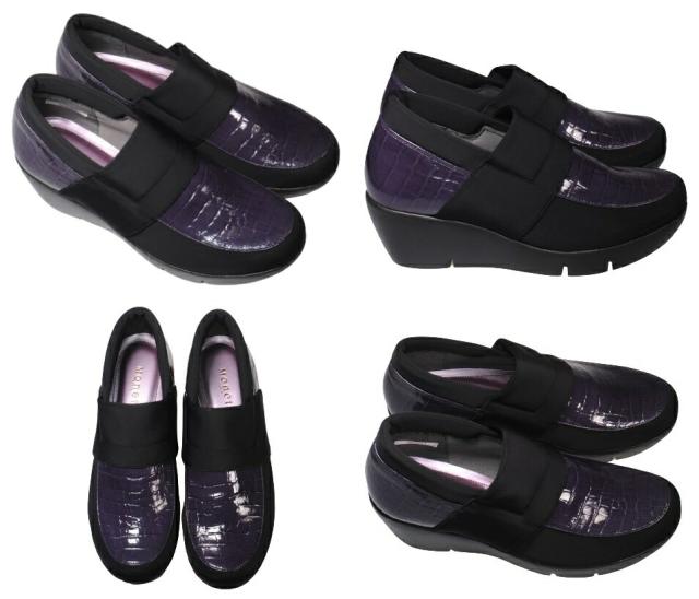 【靴のHOSHIKAWA】  『MONET 883011』 モネ ブーティー 21.5cm〜24.5cm EEE パープルC レディース スリッポン 厚底 本革 国産