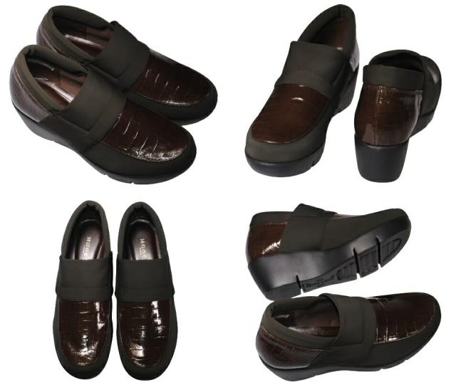 【靴のHOSHIKAWA】  『MONET 883011』 モネ ブーティー 21.5cm〜24.5cm EEE パープルC レディース スリッポン 厚底 本革 国産