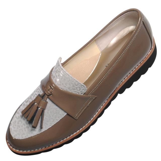 【靴のHOSHIKAWA】  『Dona Miss 9643』 ドナミス タッセルローファー 21.5cm〜24.5cm EEE オークコンビ レディース カジュアル レザーシューズ 国産 天然皮革