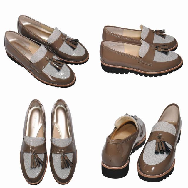 【靴のHOSHIKAWA】  『Dona Miss 9643』 ドナミス タッセルローファー 21.5cm〜24.5cm EEE オークコンビ レディース カジュアル レザーシューズ 国産 天然皮革