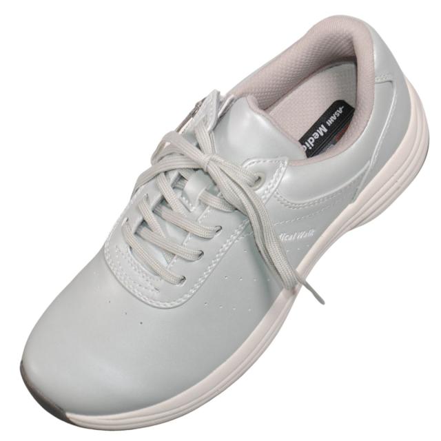 【靴のHOSHIKAWA】  『Medical Walk L041』 アサヒ メディカルウォーク 22cm〜25cm EEEE レディース グレーメタ カジュアル レースアップ 内側ファスナー 紐靴 外反母趾対応 人工皮革 靴のHOSHIKAWA】 『Medical Walk L041』 アサヒ メディカルウォーク