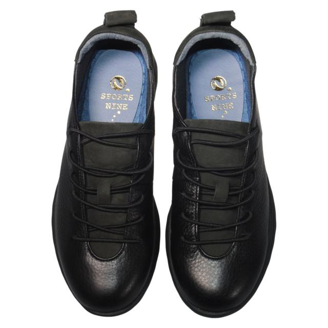 【靴のHOSHIKAWA】  『SPORTS NINE 0617』 スポーツナイン スリッポン 22.5cm〜24.5cm EEEE ブラック レディース ゴムレース カジュアル 本革 国産 幅広 秋冬