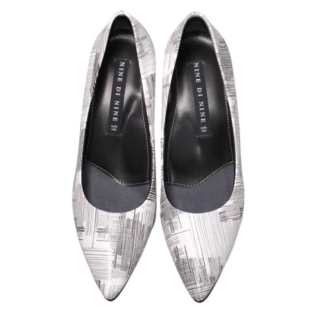 【靴のHOSHIKAWA】  『NINE DI NINE 8520』 ナインディナイン パンプス 21.5cm〜25cm EEE モノクロ レディース ヒール カジュアル 本革 国産