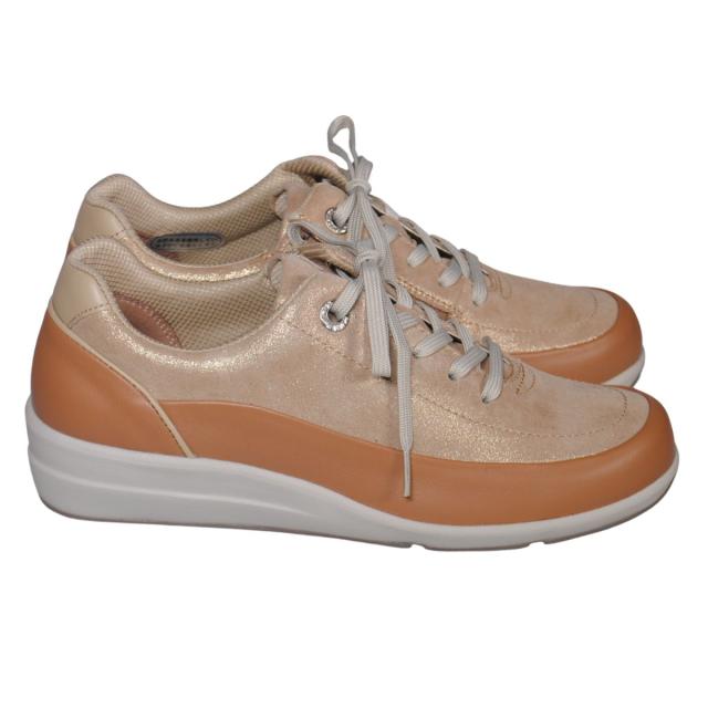 【靴のHOSHIKAWA】  『SPORTH 0215』 スポルス レースアップ 22cm〜24.5cm EEE コンフォート サーモン 内側ファスナー ウェッジソール 牛革 低反発ソール