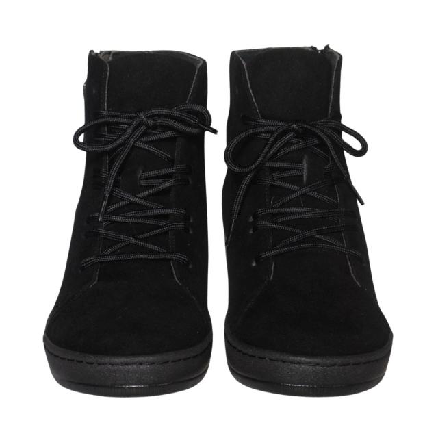 【靴のHOSHIKAWA】  『hatchi 2435』 ハッチ ショートブーツ 22cm〜24.5cm レディース ショート丈 サイドファスナー スウェード レースアップ 本革 国産 秋冬