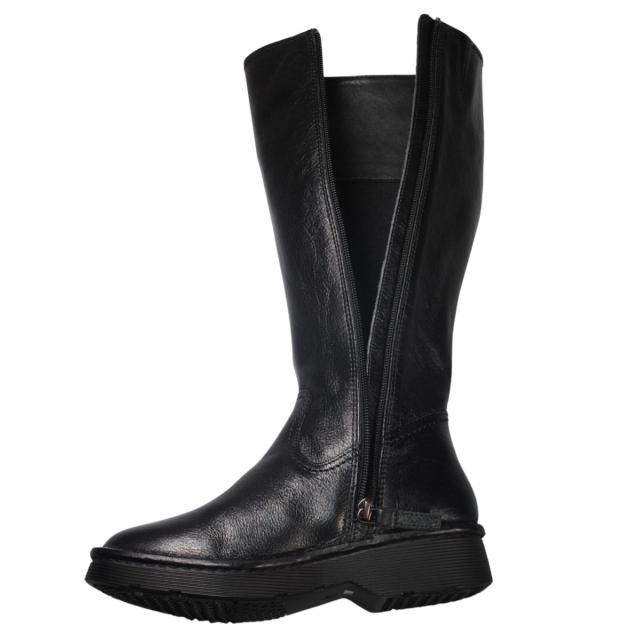 【靴のHOSHIKAWA】  『Sena Moon 2845』 レディース ロングブーツ 22.5cm〜24.5 EEEE ブラック 内側ファスナー ヒール ラウンドトゥ 天然皮革 幅広 秋冬