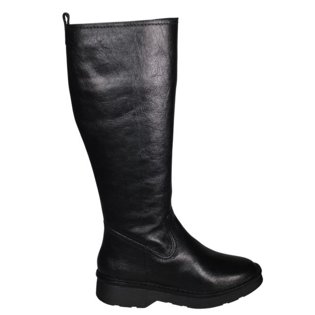 【靴のHOSHIKAWA】  『Sena Moon 2845』 レディース ロングブーツ 22.5cm〜24.5 EEEE ブラック 内側ファスナー ヒール ラウンドトゥ 天然皮革 幅広 秋冬