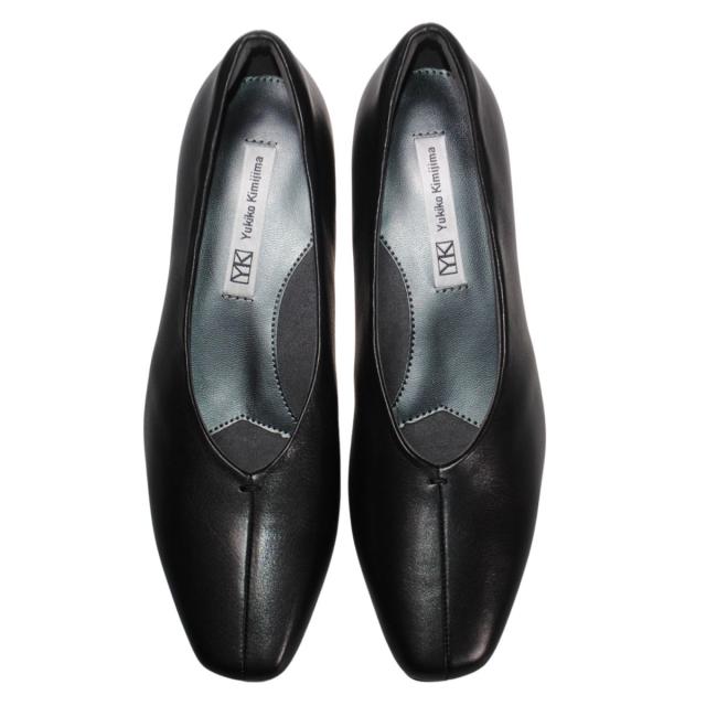 【靴のHOSHIKAWA】  『Yukiko Kimijima 3172』 ユキコキミジマ パンプス 22cm〜24.5cm EEE レディース カジュアル ブラック ローヒール 仕事履き Vカット 本革