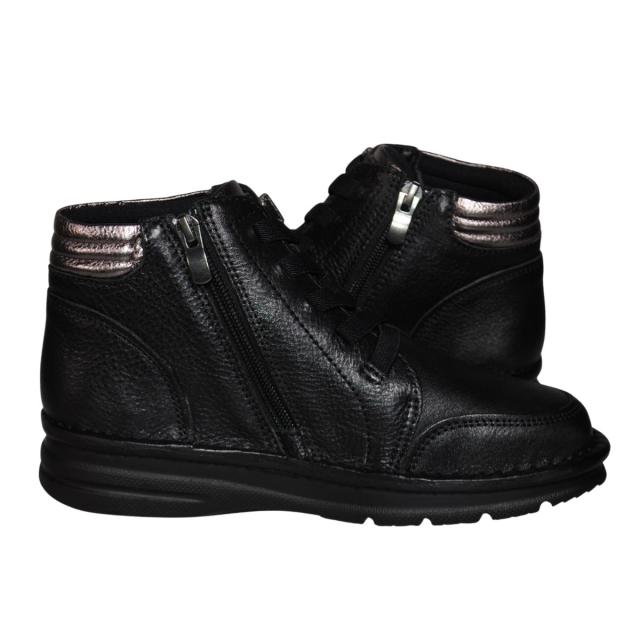 【靴のHOSHIKAWA】  『A-OK 3878』 エーオーケー ショートブーツ 22.5cm〜24.5cm EEEE レディース ブラック 内側ファスナー レース 牛革 防寒 防滑 秋冬