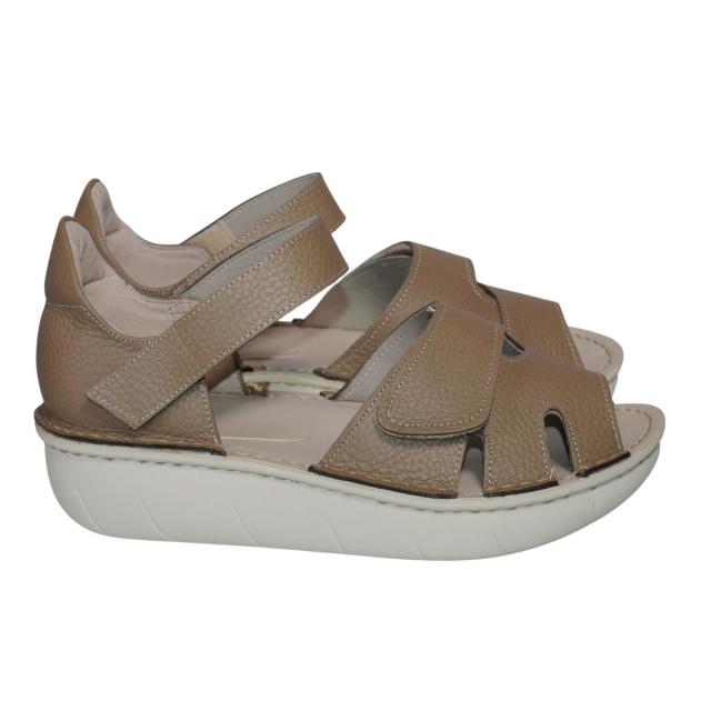 MOVEO 53544 S M L 2L EEEE モベオ コンフォートサンダル レディース グレージュ クッションが良い 幅が広い 前開き マジックテープ 天然皮革 日本製 春夏_5