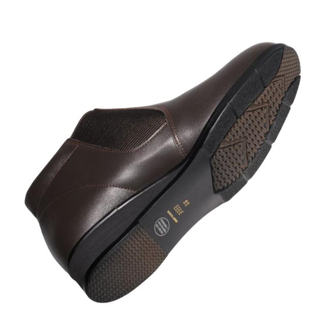 【靴のHOSHIKAWA】  『SALON DE GRES 6057』 サロンドグレー ショートブーツ 22cm〜24.5cm EEEE ダークブラウン レディース サイドゴア ブーティー 日本製 本革 外反母趾 防寒 防滑 秋冬