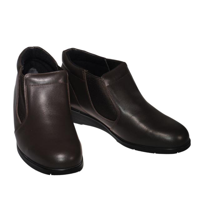 【靴のHOSHIKAWA】  『SALON DE GRES 6057』 サロンドグレー ショートブーツ 22cm〜24.5cm EEEE ダークブラウン レディース サイドゴア ブーティー 日本製 本革 外反母趾 防寒 防滑 秋冬