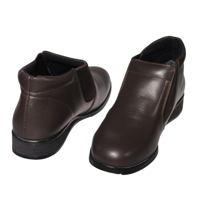 【靴のHOSHIKAWA】  『SALON DE GRES 6057』 サロンドグレー ショートブーツ 22cm〜24.5cm EEEE ダークブラウン レディース サイドゴア ブーティー 日本製 本革 外反母趾 防寒 防滑 秋冬