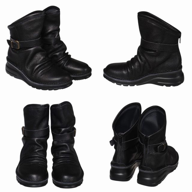 【靴のHOSHIKAWA】  『A-OK 0328』 エーオーケー ショートブーツ 21.5cm〜25cm EEEE チョコ レディース ショート丈 ファスナー 国産 幅広 軽量 秋冬