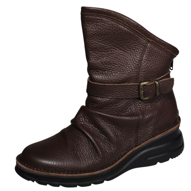 【靴のHOSHIKAWA】  『A-OK 0328』 エーオーケー ショートブーツ 21.5cm〜25cm EEEE チョコ レディース ショート丈 ファスナー 国産 幅広 軽量 秋冬