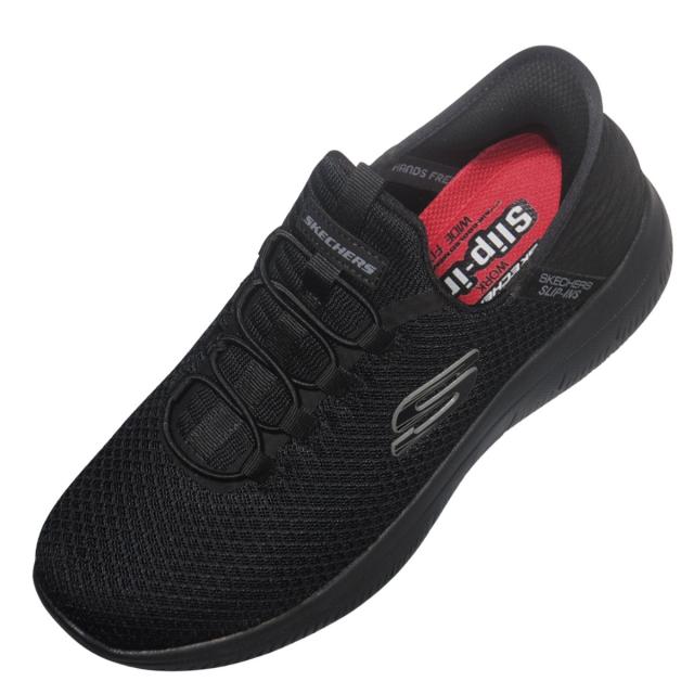 【靴のHOSHIKAWA】  『SKECHERS 200205W』 スケッチャーズ スニーカー 24.5cm〜29cm メンズ スリップインズ ブラック 立ったまま履ける 仕事履き 天然皮革 合皮