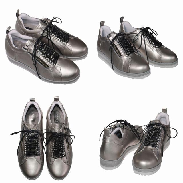 【靴のHOSHIKAWA】  『Monet 243530』 コンフォートスニーカー モネ 21.5cm〜25cm EEEE レディース ブラック レースアップ 幅が広い 日本製 本革 秋冬