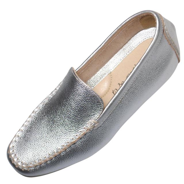 【靴のHOSHIKAWA】  『Airystep 7001』 エアリーステップ ローファー 22.5cm〜24.5cm EEE シルバー ドライビングシューズ インヒール 天然皮革