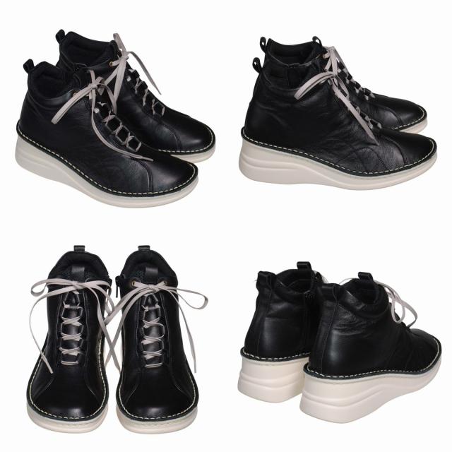 【靴のHOSHIKAWA】  『A-OK 82771』 エーオーケー ショートブーツ 22cm〜24.5cm レディース ホワイト 内側ファスナー レースアップ 厚底 日本製 牛革 秋冬