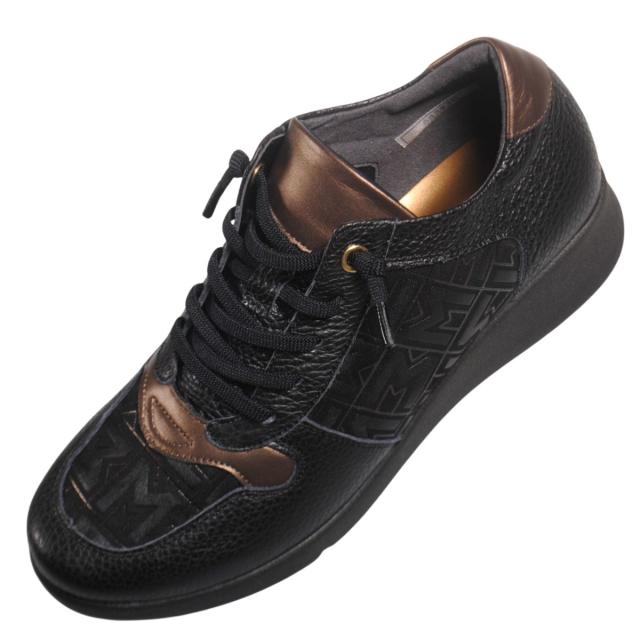 【靴のHOSHIKAWA】  『Monet 883530』 モネ カジュアルシューズ 21.5cm〜24.5cm EEEE レザースニーカー ブラックC ゴムレース スリッポン 牛革 日本製