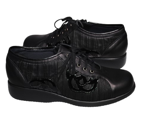 【靴のHOSHIKAWA】  『A-OK 2153』 エーオーケー レザーシューズ 21.5cm〜25cm EEE レースアップ レディース ブラック カジュアル 日本製 牛革