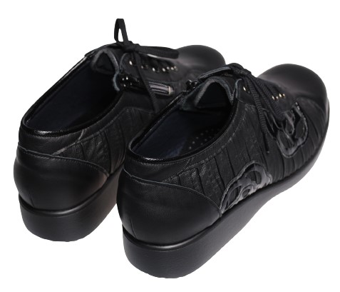 【靴のHOSHIKAWA】  『A-OK 2153』 エーオーケー レザーシューズ 21.5cm〜25cm EEE レースアップ レディース ブラック カジュアル 日本製 牛革