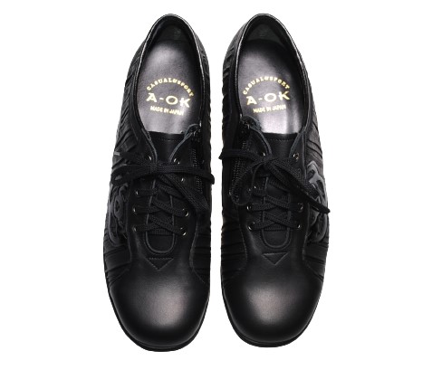 【靴のHOSHIKAWA】  『A-OK 2153』 エーオーケー レザーシューズ 21.5cm〜25cm EEE レースアップ レディース ブラック カジュアル 日本製 牛革
