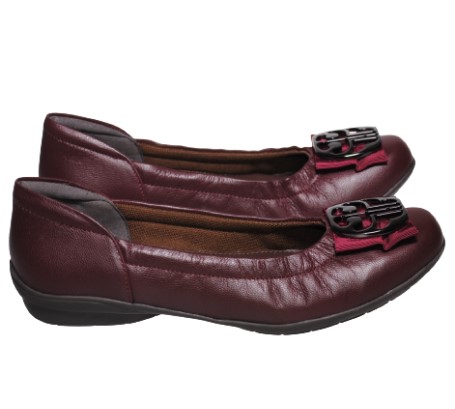 【靴のHOSHIKAWA】  『A-OK 6360』 エアリーステップ ボルドー 22cm〜24.5cm EEE パンプス レディース カジュアル ローヒール ぺたんこ 山羊革