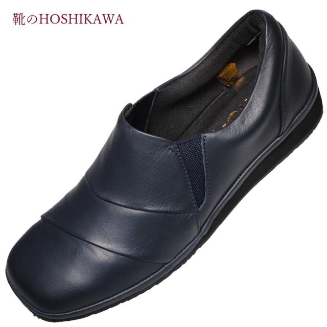 【靴のHOSHIKAWA】  『A-OK 9461』 エーオーケー スリッポン 22cm〜24.5cm EEEE ブラック カジュアル レディース ローヒール スクエアトゥ 牛革 防滑