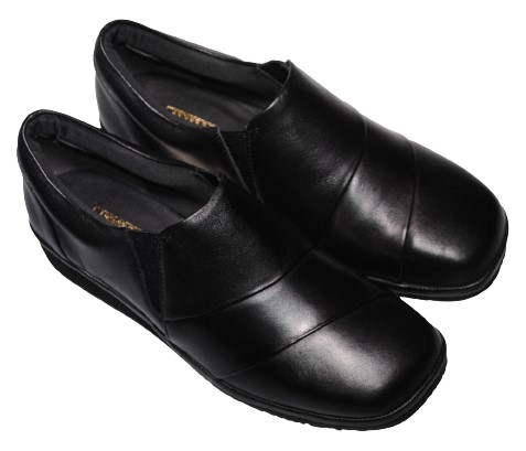 【靴のHOSHIKAWA】  『A-OK 9461』 エーオーケー スリッポン 22cm〜24.5cm EEEE ブラック カジュアル レディース ローヒール スクエアトゥ 牛革 防滑