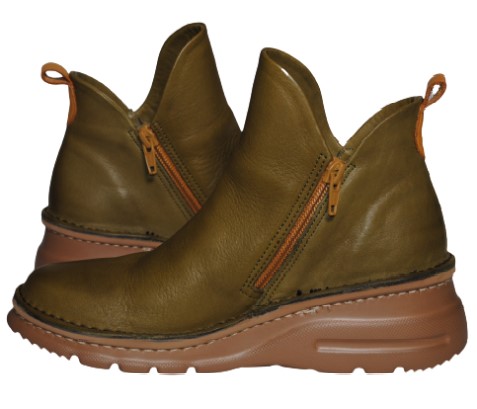 【靴のHOSHIKAWA】  『A-OK 7058』 エーオーケー ブーティー 21.5cm〜25cm EEEE グリーン レディース 内ファスナー ショート丈 国産 軽量 秋冬