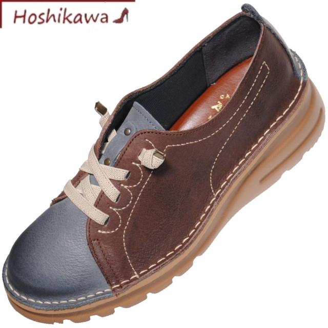 【靴のHOSHIKAWA】 『A-OK EF02』 エーオーケー スリッポン 21.5cm〜24.5cm EEEE フォレスト/ダークブラウン レディース 撥水加工 牛革 厚底