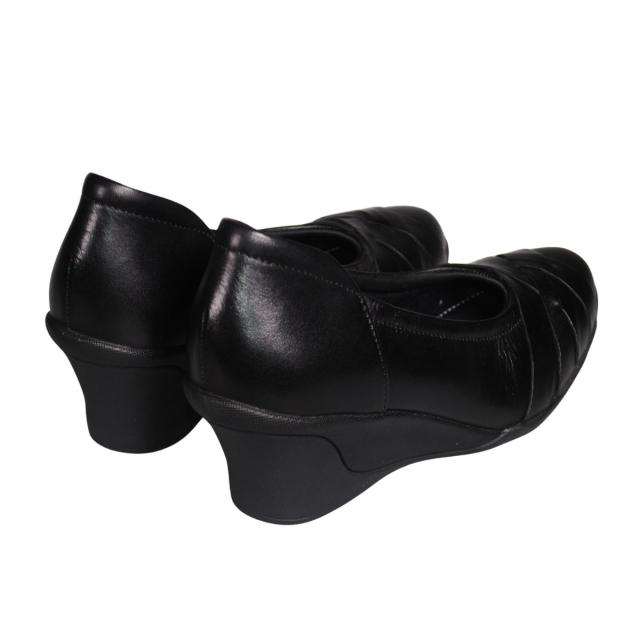 【靴のHOSHIKAWA】  『Airystep 6051』 エアリーステップ パンプス 22cm〜24.5cm EEE ブラック  レディース ウェッジソール カジュアル 牛革 オールシーズン