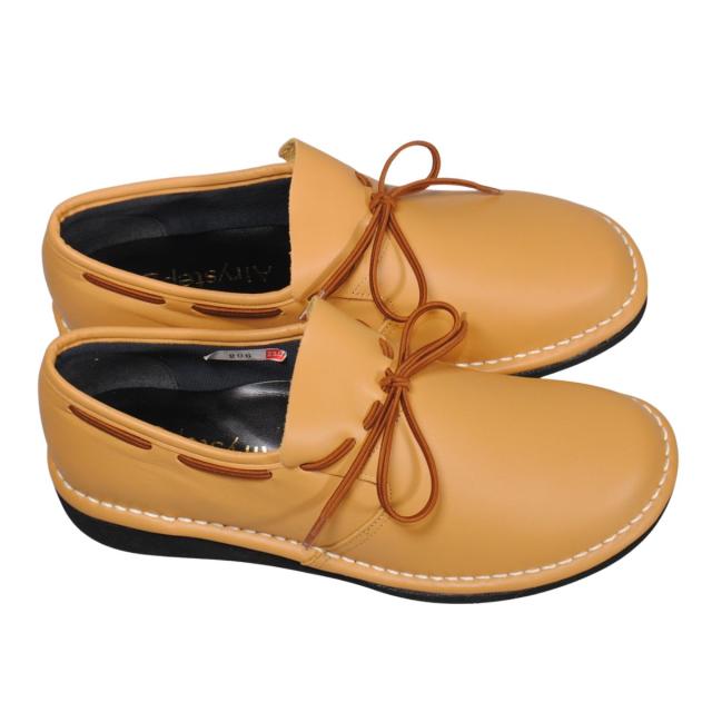 【靴のHOSHIKAWA】  『Airystep 0206』 エアリーステップ マスタード 21.5cm〜24.5cm EEEE スリッポン フラット底 ブーティー 日本製 本革