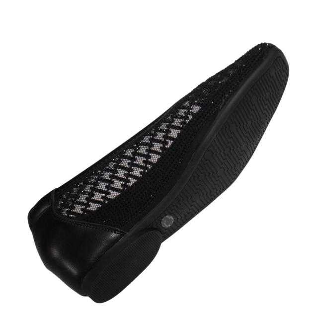 【靴のHOSHIKAWA】  『Airystep 2388』 エアリーステップ パンプス 22.5cm〜24.5cm レディース インヒール カジュアル ブラック チュールレース 天然皮革 春夏