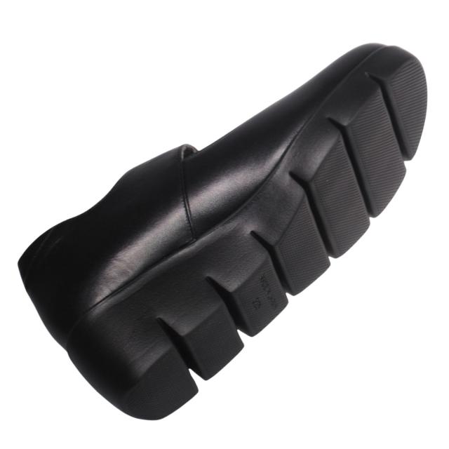 【靴のHOSHIKAWA】  『Airystep 3053』 エアリーステップ パンプス 22cm〜24.5cm レディース ブラック マジックテープ ウェッジソール カジュアル 牛革 厚底 国産