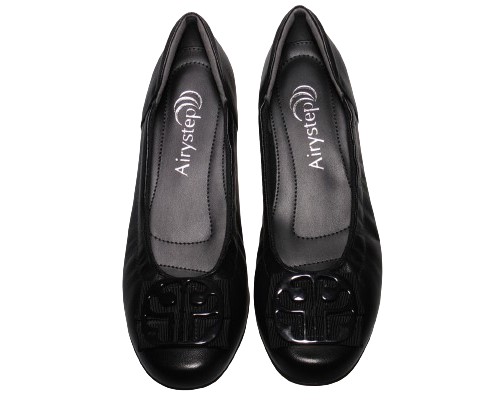 【靴のHOSHIKAWA】  『Airy step 6360』 エアリーステップ ブラック 22cm〜24.5cm EEE パンプス レディース カジュアル ローヒール ぺたんこ 山羊革